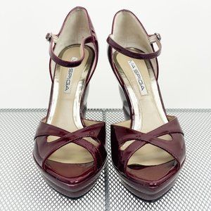 Via Spiga Size 7 Patent Leather Red/Burgundy Wedges Size 7